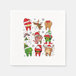 Servilleta De Papel Dulces Personajes Dentales de Navidad, Divertida F