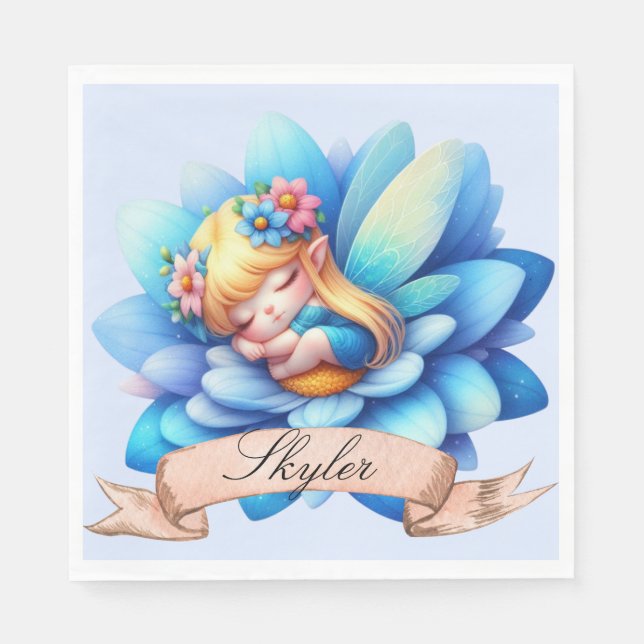 Servilleta De Papel Dulces sueños de hada durmiente linda y caprichosa (Anverso)