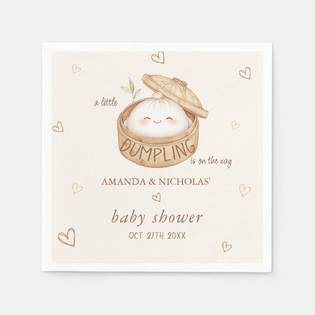 Servilleta De Papel Dumpling está en camino Baby Shower (Anverso)