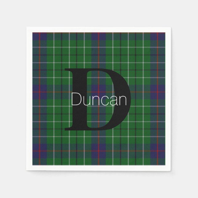 Servilleta De Papel Duncan Clan Plaid Monogram Napkins (Anverso)
