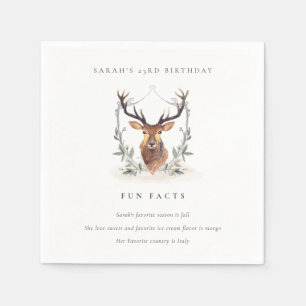 Servilleta De Papel Dusky Deer Floral Escudo Hechos Divertidos Cualqui