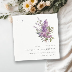 Servilleta De Papel Dusky Elegante Lila Cottage Floral Ducha de Novia