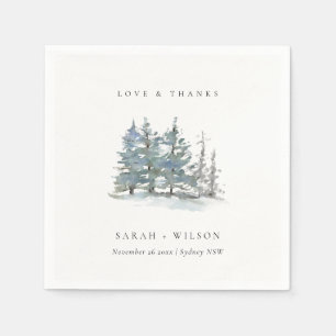 Servilleta De Papel Dusky Green Blue Pine Tree Woods Boda