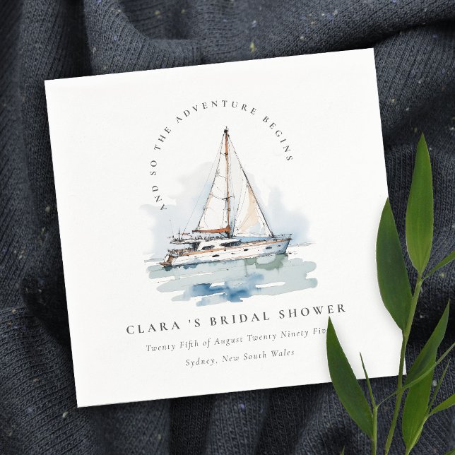 Servilleta De Papel Dusky Sailboat Yacht Seascape Bridal Shower (Subido por el creador)