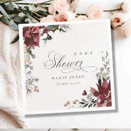 Servilleta De Papel Dusky Warm Winter Festivo Follaje Baby Shower 