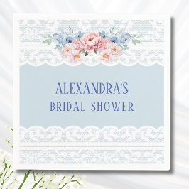 Servilleta De Papel Duste azul romántico rosado Peony Lace Bridal Show