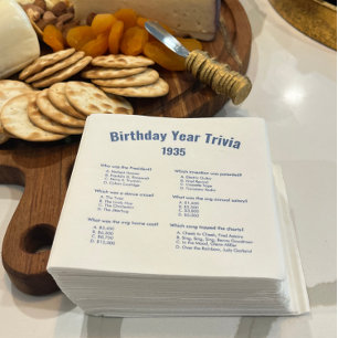 Servilleta De Papel Duste Blue Birday Year Trivia Game Fiesta Napkins
