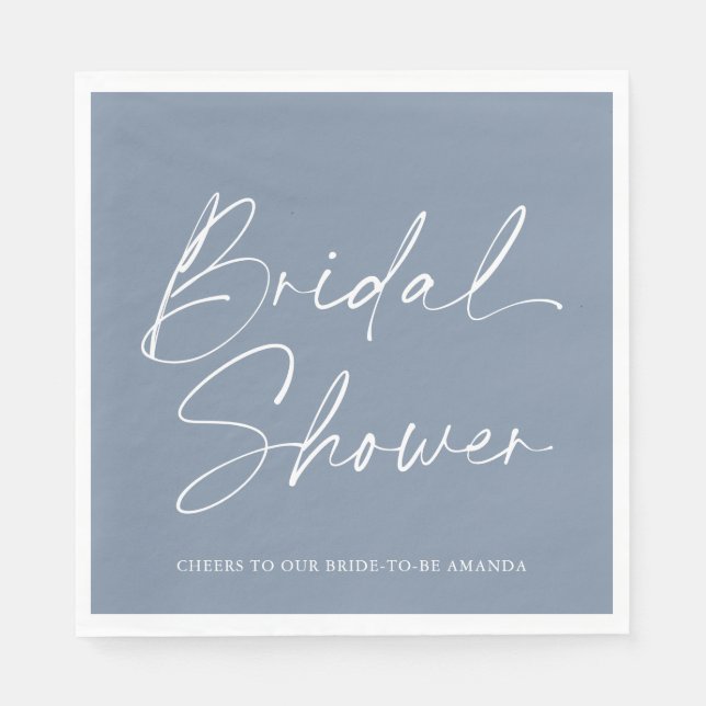 Servilleta De Papel Duste Blue Bridal Shower Napkin (Anverso)
