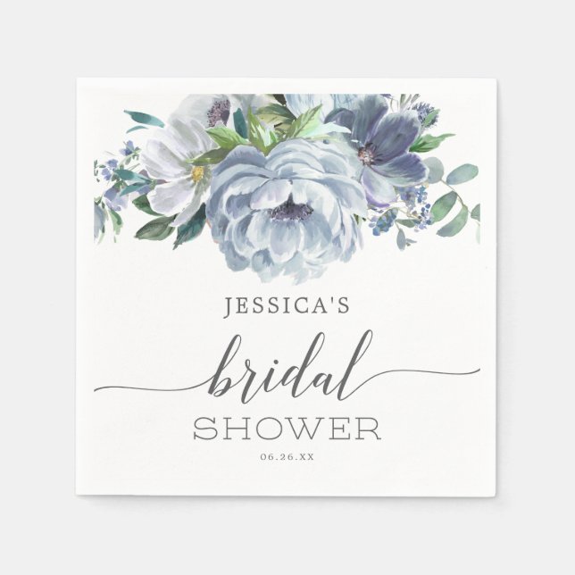 Servilleta De Papel Duste Blue Bridal Shower Napkins (Anverso)