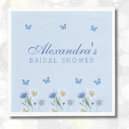 Servilleta De Papel Duste Blue Butterfly Wildflower Bridal Shower