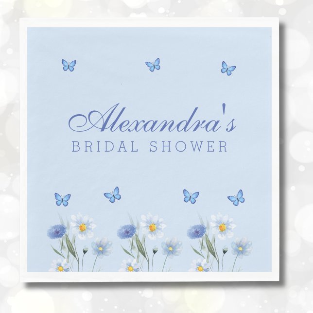 Servilleta De Papel Duste Blue Butterfly Wildflower Bridal Shower (Subido por el creador)