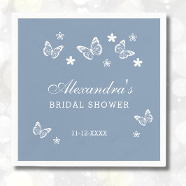 Servilleta De Papel Duste Blue Daisy White Butterfly Shower