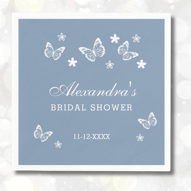 Servilleta De Papel Duste Blue Daisy White Butterfly Shower (Subido por el creador)