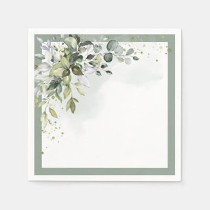 Servilleta De Papel Duste Blue Eucalyptus Watercolour Bridal Shower
