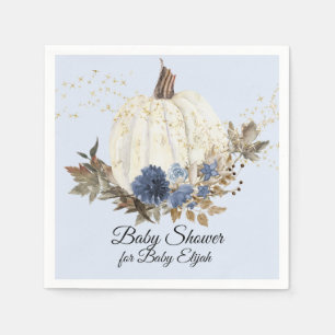 Servilleta De Papel Duste Blue Floral Gold Fall Pumpkin Baby Shower