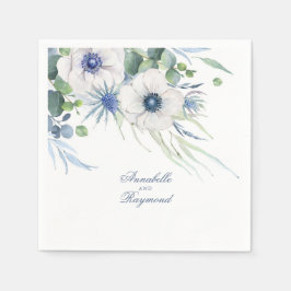Servilleta De Papel Duste Blue Floral Greeneration Elegante acuarela