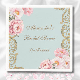 Servilleta De Papel Duste Blue Pony Peony Vintage Bridal Shower