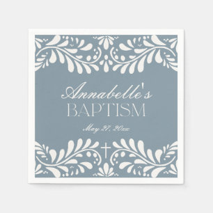 Servilleta De Papel Duste Blue Talavera Tile Fiesta Boy Baptismo