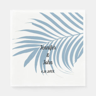 Servilleta De Papel Duste Blue Tropical Palm Tree Leaf Cute Boda