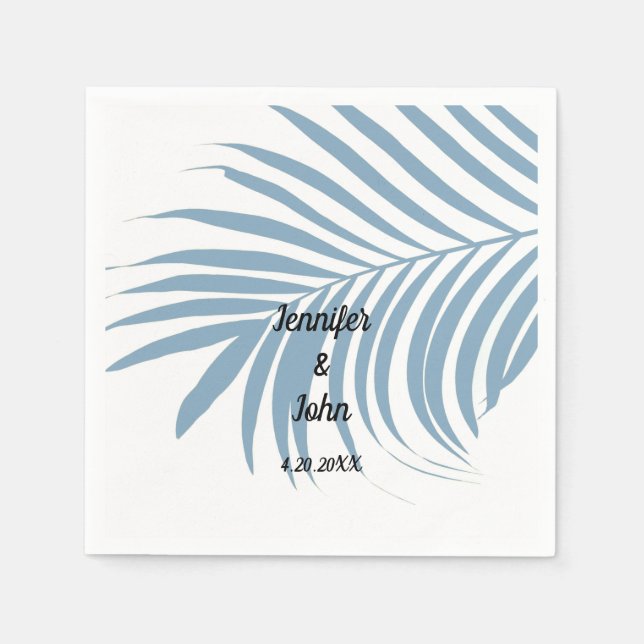 Servilleta De Papel Duste Blue Tropical Palm Tree Leaf Cute Boda (Anverso)