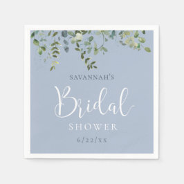 Servilleta De Papel Duste Blue Watercolor Bridal Shower