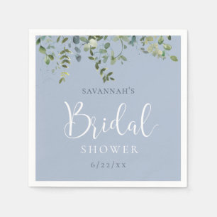 Servilleta De Papel Duste Blue Watercolor Bridal Shower