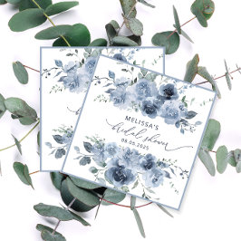 Servilleta De Papel Duste Blue Watercolor Floral Bridal Ducha Napkins