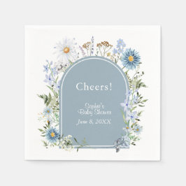 Servilleta De Papel Duste Blue Wildflower Baby En Bloom Baby Shower