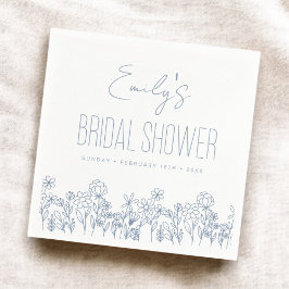 Servilleta De Papel Duste Blue Wildflower Boho Bridal Shower