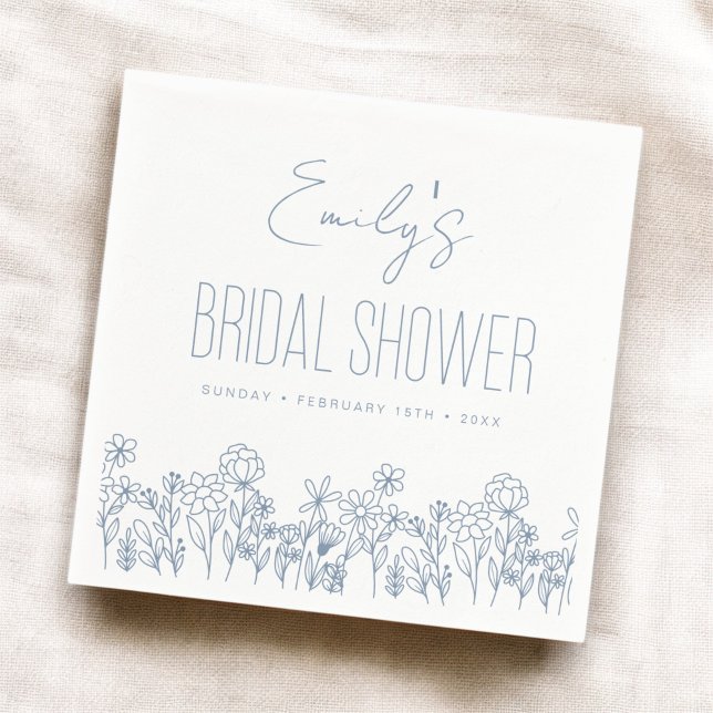 Servilleta De Papel Duste Blue Wildflower Boho Bridal Shower (Subido por el creador)