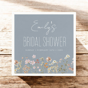 Servilleta De Papel Duste Blue Wildflower Boho Bridal Shower En Bloom