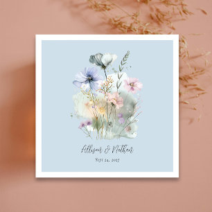 Servilleta De Papel Duste Boda azul con flores silvestres de Rubor