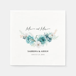 Servilleta De Papel Duste Boda floral blanca verde esmeralda