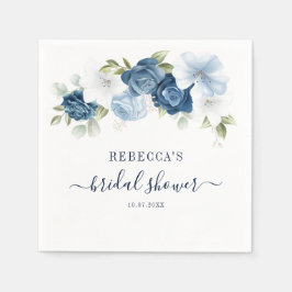 Servilleta De Papel Duste color de agua azul Floral Script Bridal Show