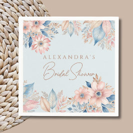 Servilleta De Papel Duste Moda azul rosado Floral Boho  Bridal Shower