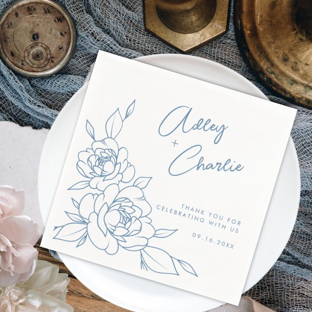Servilleta De Papel Duste nombres botánicos azul y blanco Bodas Napkin (Subido por el creador)