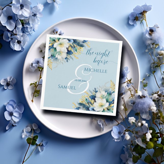 Servilleta De Papel Duste Purpurina De Oro Azul Floral La Noche Antes (Subido por el creador)