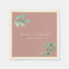 Servilleta De Papel Duste Rosa acuarela Vegetación Boda Napkins