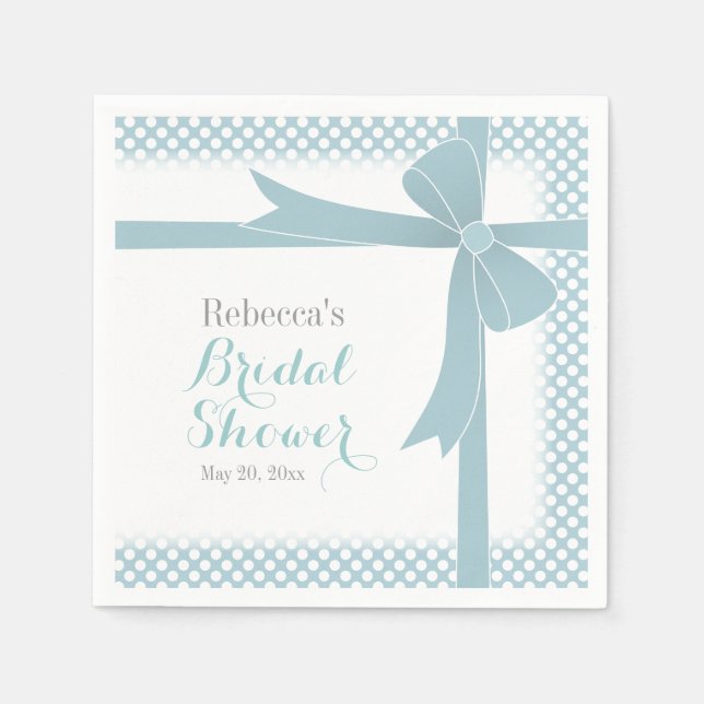 Servilleta De Papel Duste Verde azulado Bow Bridal Shower (Anverso)