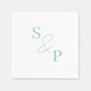 Servilleta De Papel Dusty Blue Ampersand Monogram Boda Napkin