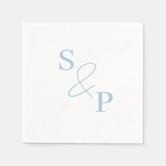 Servilleta De Papel Dusty Blue Ampersand Monogram Boda Napkin