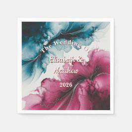 Servilleta De Papel Dusty Blue and Burgundy Swirl Boda