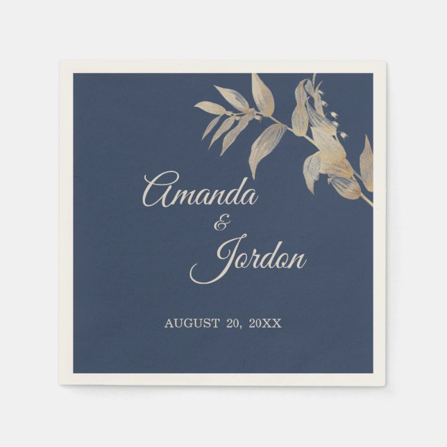 Servilleta De Papel Dusty Blue Autumn Boho Boda Cocktail Napkin (Anverso)