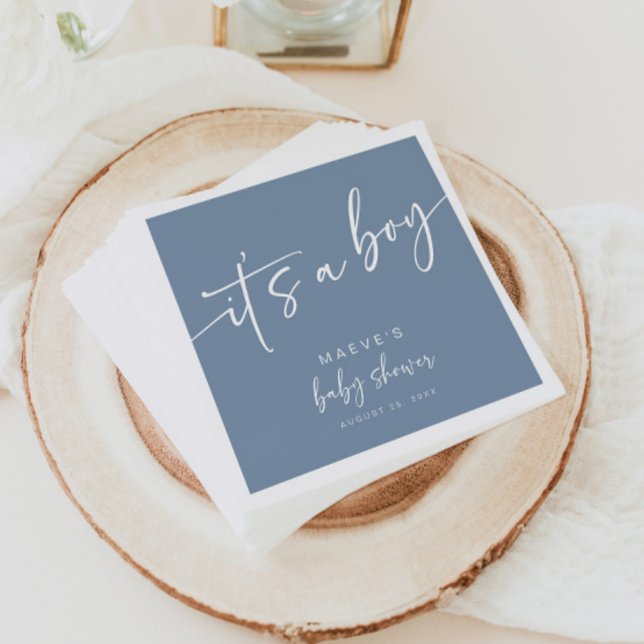 Servilleta De Papel Dusty Blue Baby Shower Paper Napkins Niño Moderno (Subido por el creador)
