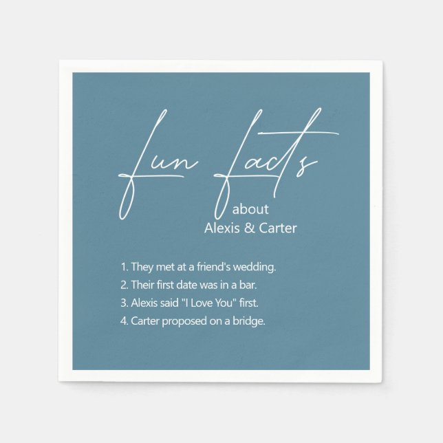Servilleta De Papel Dusty Blue Boda Fun Hacts (Anverso)