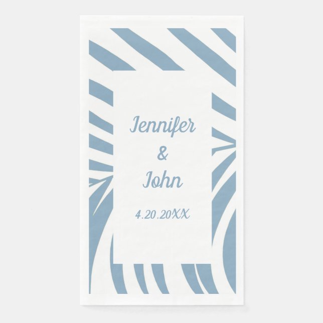 Servilleta De Papel Dusty Blue Bodas Bridal Shower Tropical Palma  (Anverso)