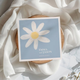 Servilleta De Papel Dusty Blue Boho Daisy Floral Napkins