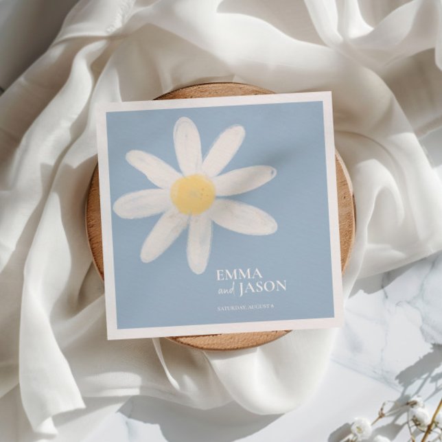 Servilleta De Papel Dusty Blue Boho Daisy Floral Napkins (Subido por el creador)
