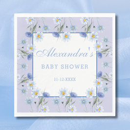 Servilleta De Papel Dusty Blue Boho Wildflower Baby Shower