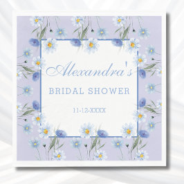 Servilleta De Papel Dusty Blue Boho Wildflower Ducha de novias
